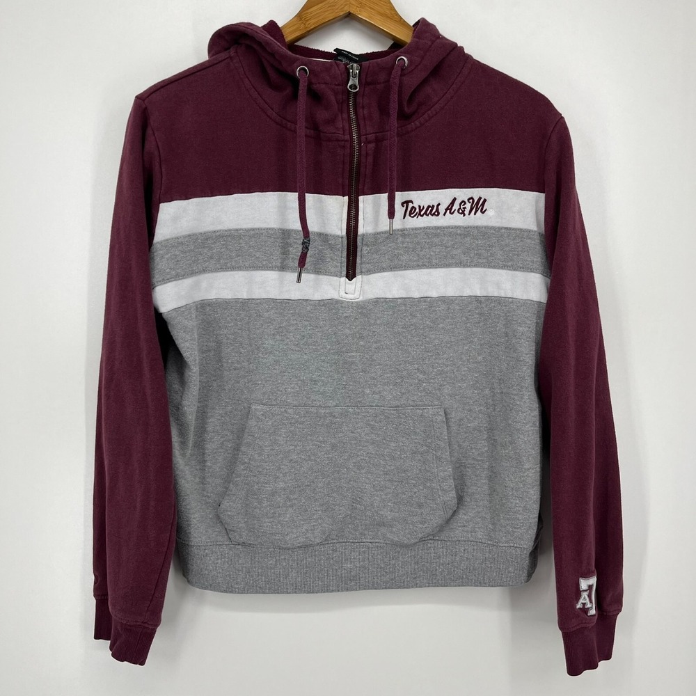 Colosseum Texas A&M Aggies Womens Maroon Grey Quarter Zip Hoodie L